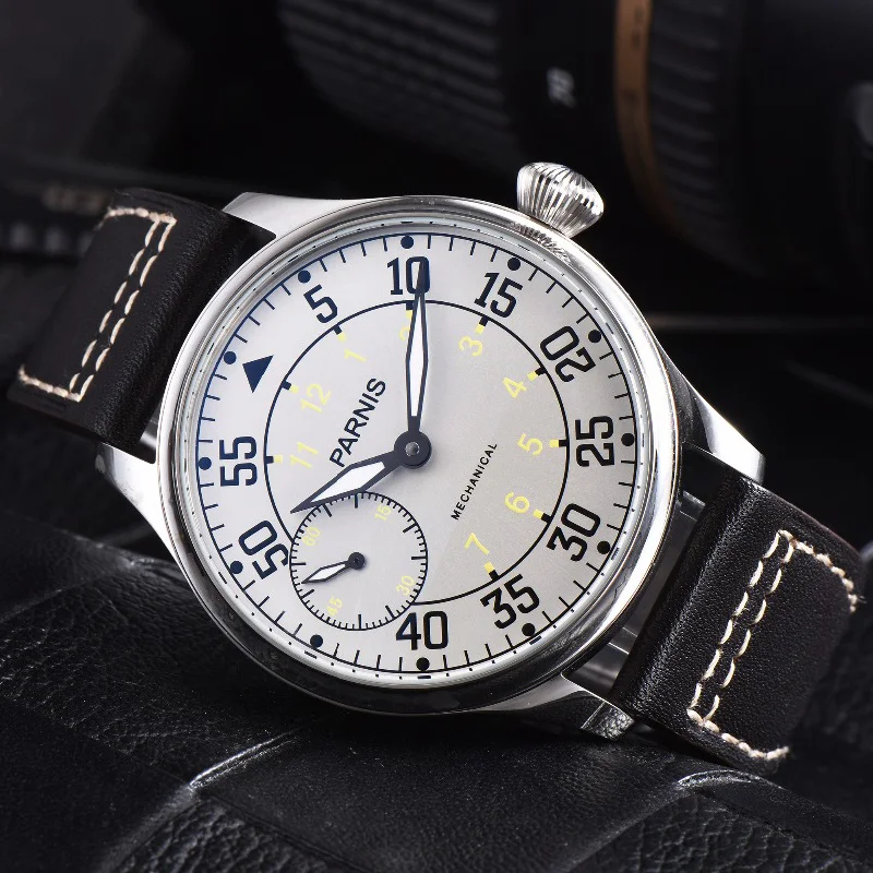 Parnis 44mm Watch Men Hand Winding Mechanical Watches 17 Jewels Movement Luminous Waterproof Leather Strap Male Wristwatch | Наручные