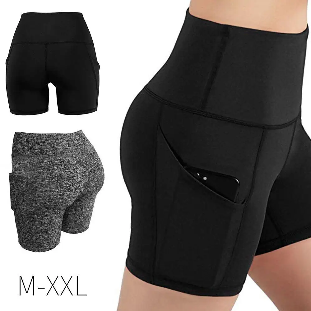 

YOGA SHORTS Fitness Sports Shorts with Pocket Stretchy Stretch Knickers Elastic Compression Shorts Casual Bodybuilding Womens