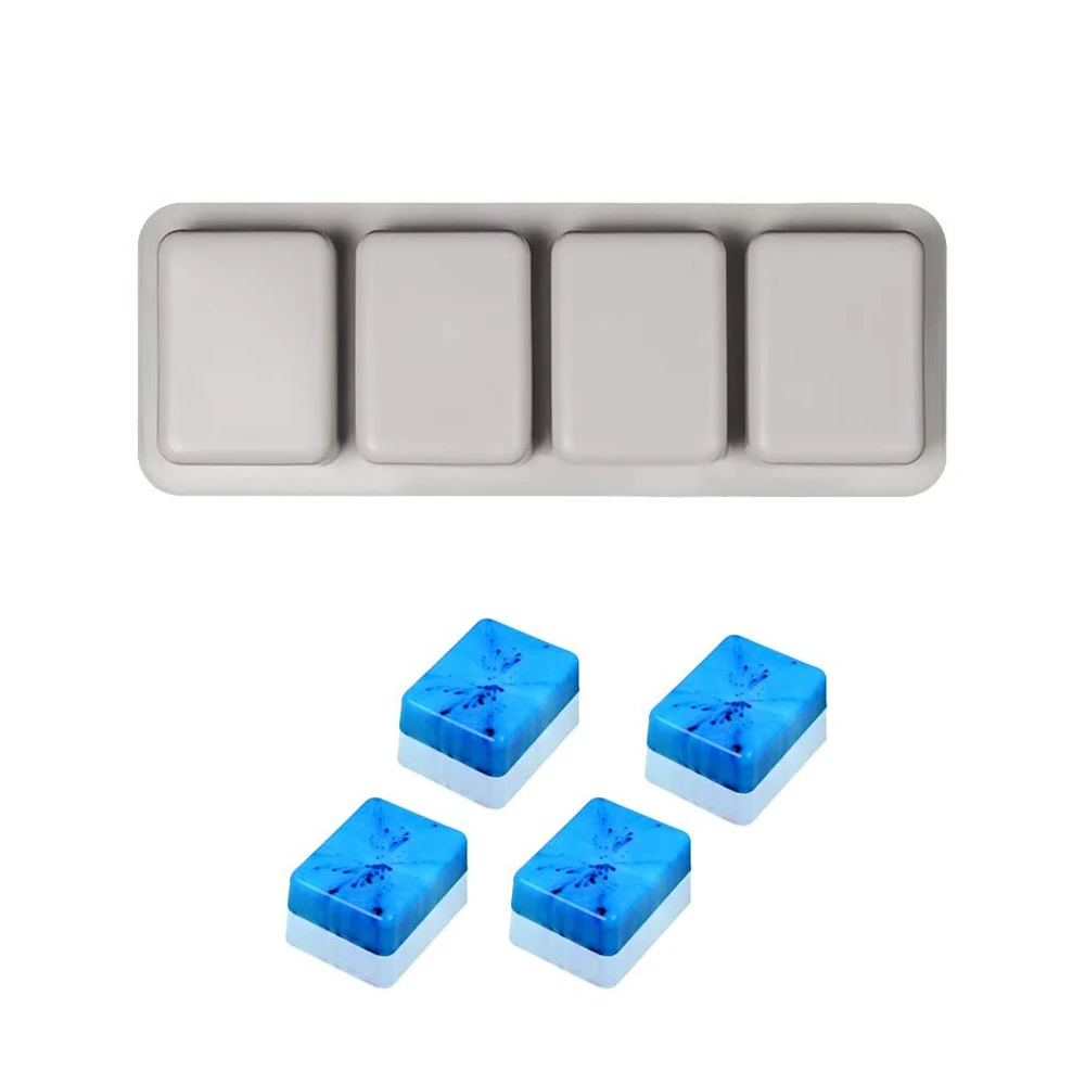 

New 4 Cavity Square Soap Silicone Mold for Making Soaps 3D Diy Handmade Mould Decoration Wax Candle Cake Tray Tools