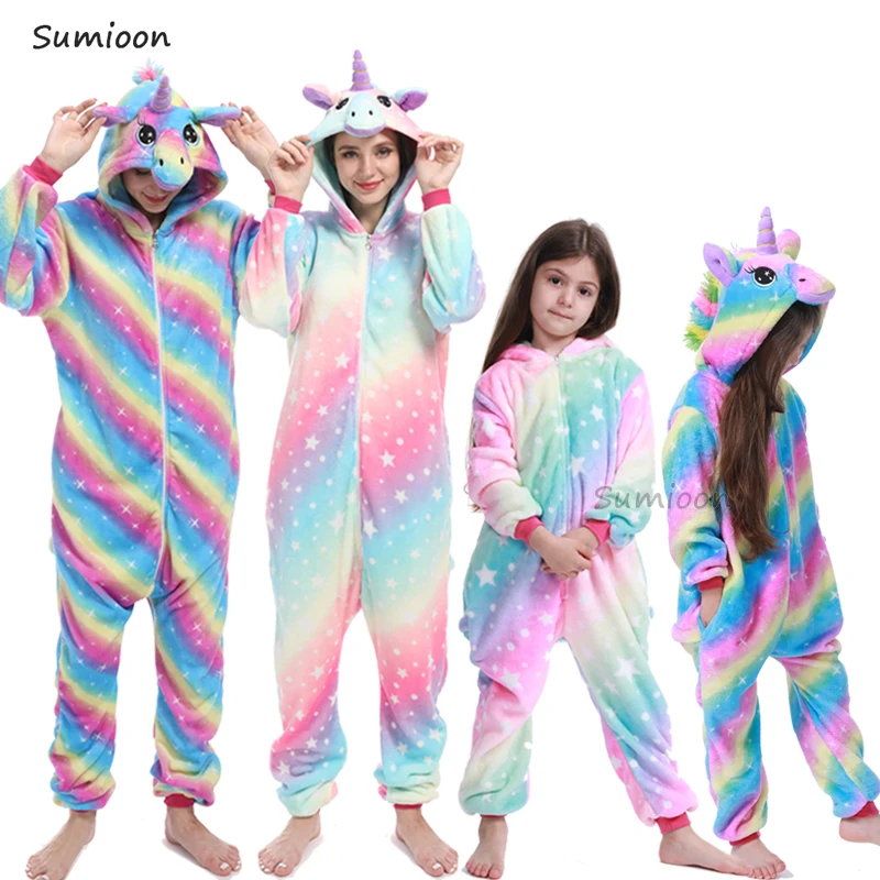 Зимние комбинезоны с животными Детские кигуруми пижамы единорогом одежда для
