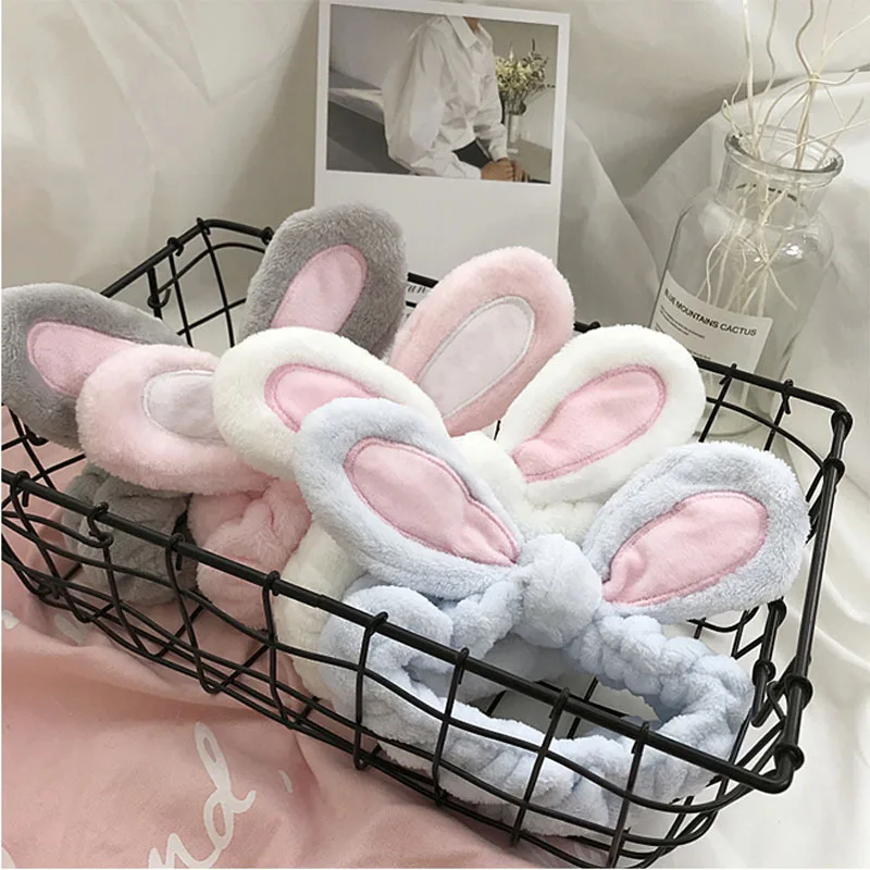 1 шт. серая повязка на голову для макияжа конфетного цвета с кроличьими ушами