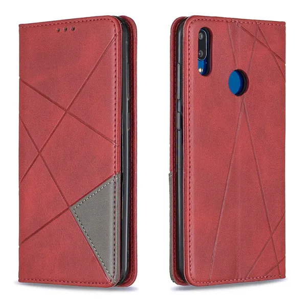 red Магнитный кожаный чехол-бумажник с откидной крышкой на для huawei Y7 Y6 Y5 Хуавей y7 y6 y5 чехол-книжк роскошный держатель для карт чехол на для huawei Y72019 Y62019 Y52019 - Color: red