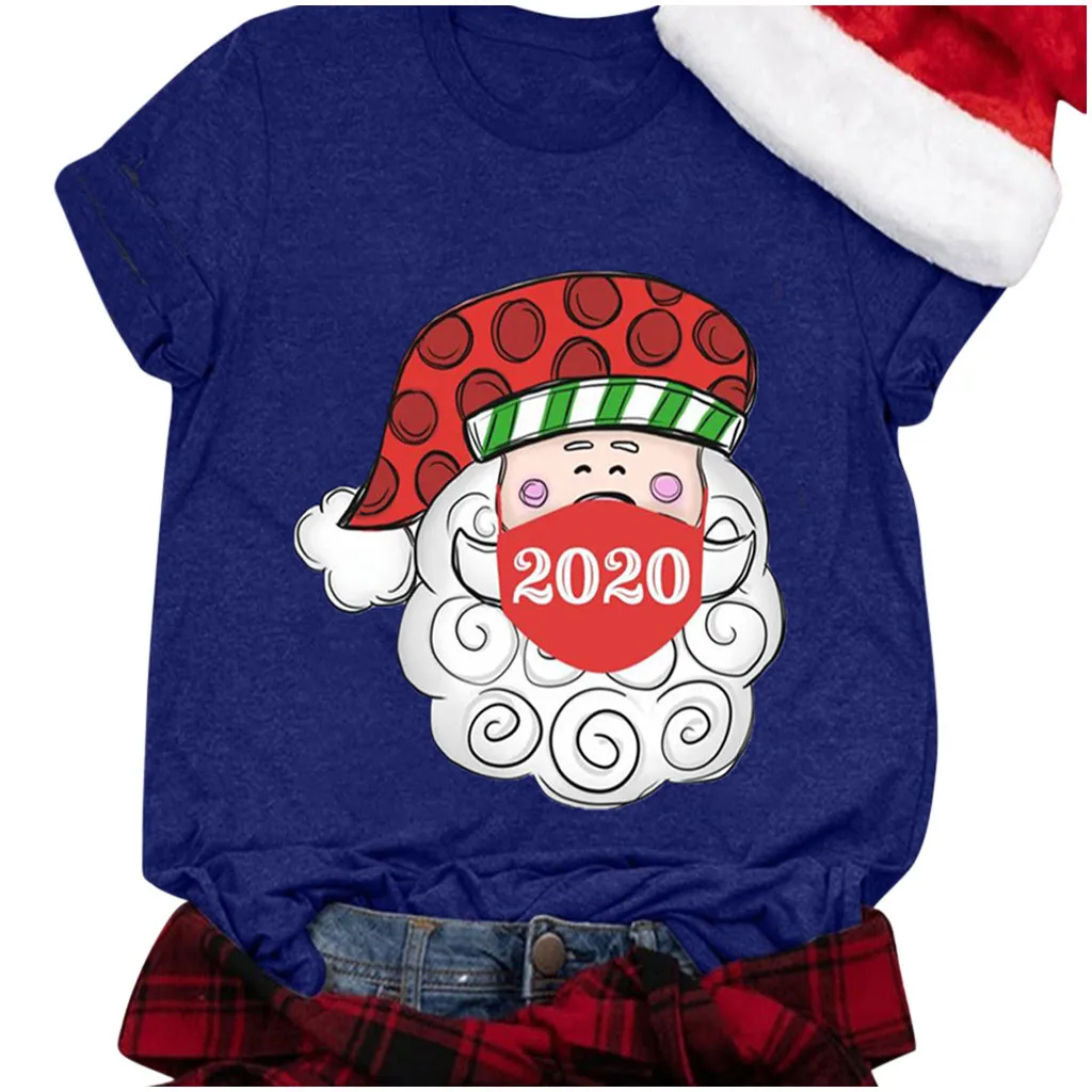 

High quality Christmas Wishes T-Shirt Women Short Sleeve Casual Fashionable New Year Tee Shirt Santa Snowflake Funny Print Tops