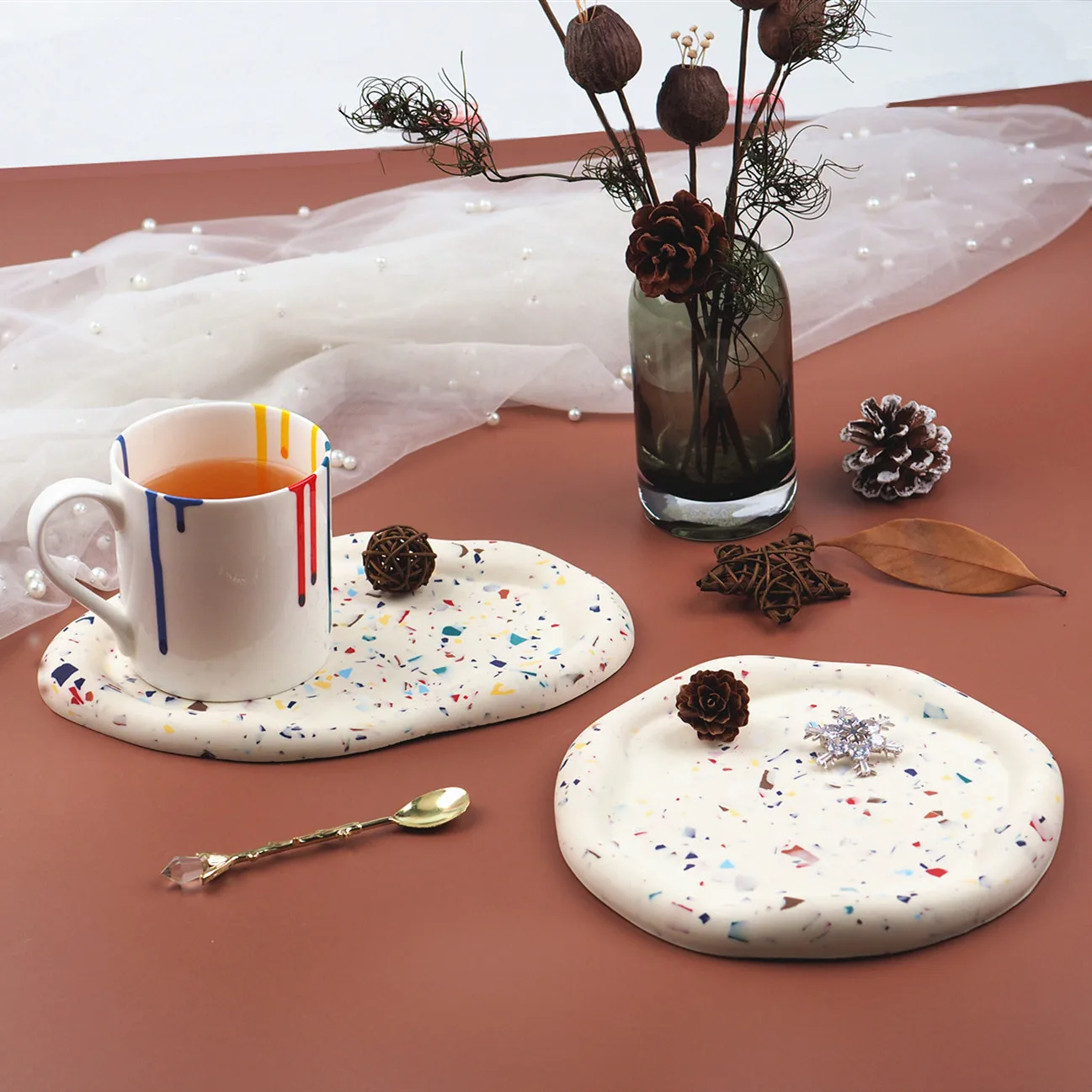 

Irregular cloud tray tea cup pad resin silica gel mold Jewelry Tray gypsum silica gel mold Home decoration silicone mold