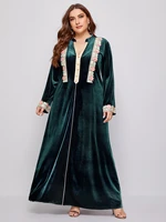 plus size ethnic dress abaya for women embroidered v neck long sleeve modest muslim robe african arabic clothes tower dress