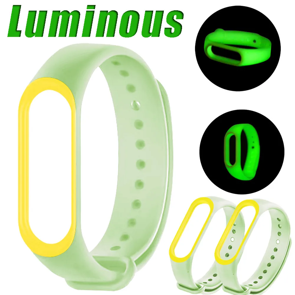 Новый светящийся силиконовый мягкий ремешок для наручных часов сменный XIAOMI MI Band 3