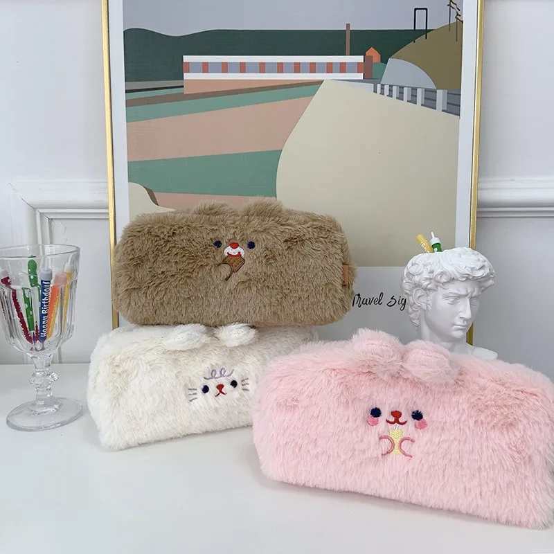 Корейский плюшевый чехол в виде кролика тканевые качественные школьные