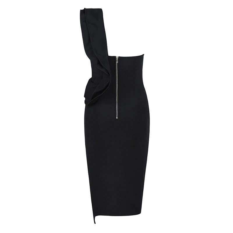 

GALCAUR Sexy Patchwork Dress For Women Sleeveless One Off Shoulder Ruffles High Waist Side Split Party Dresses Female 2020 New