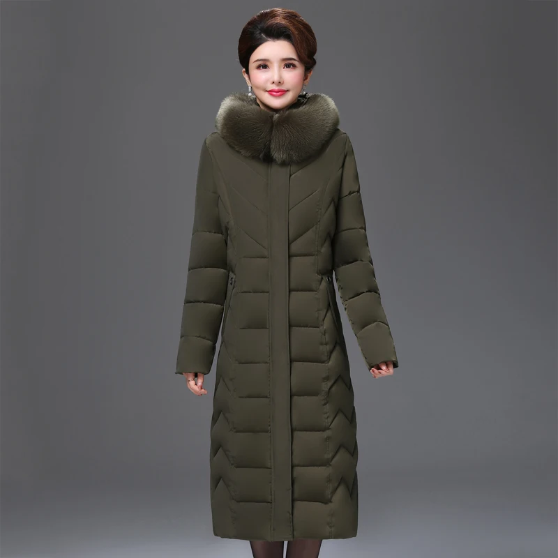 Winter X-long Jacket Women's Slim Hooded Thick Coat Women Office Ladies With Fur Collar Plus Size Cotton Padded Female Parkas
