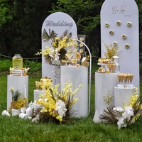 10 pcs cylinder plinth pedestal display rack crystal mirror cake stand for outdoor lawn wedding birthday grand event backdrops