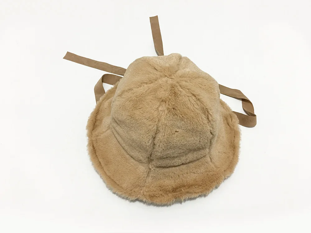 

Women autumn winter Fashion Cute Solid Color rabbit Fur Cozy Lace-up Lady Lovely Elegant Warm Soft Sweet Windproof Bucket Hat
