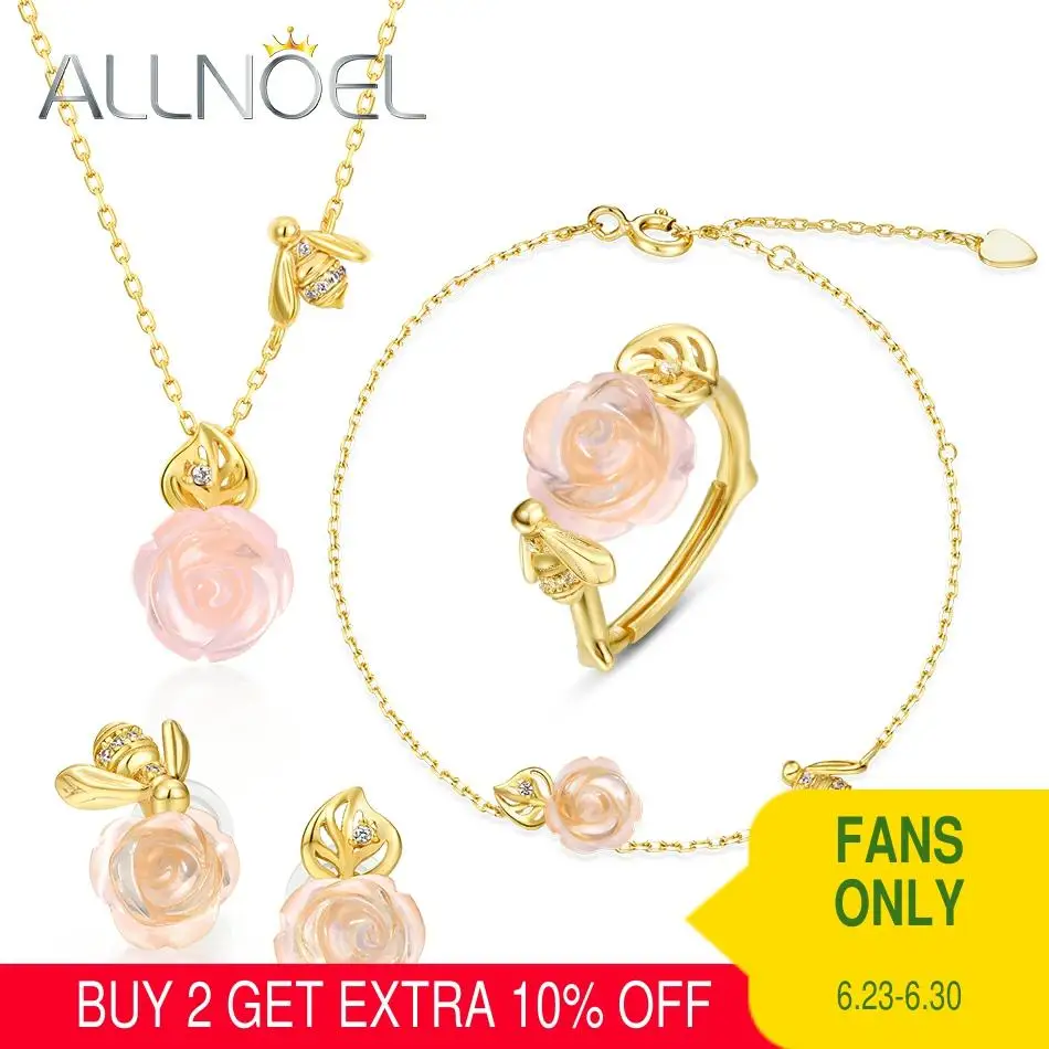 ALLNOEL набор украшений для женщин из стерлингового серебра 925 пробы кольцо с