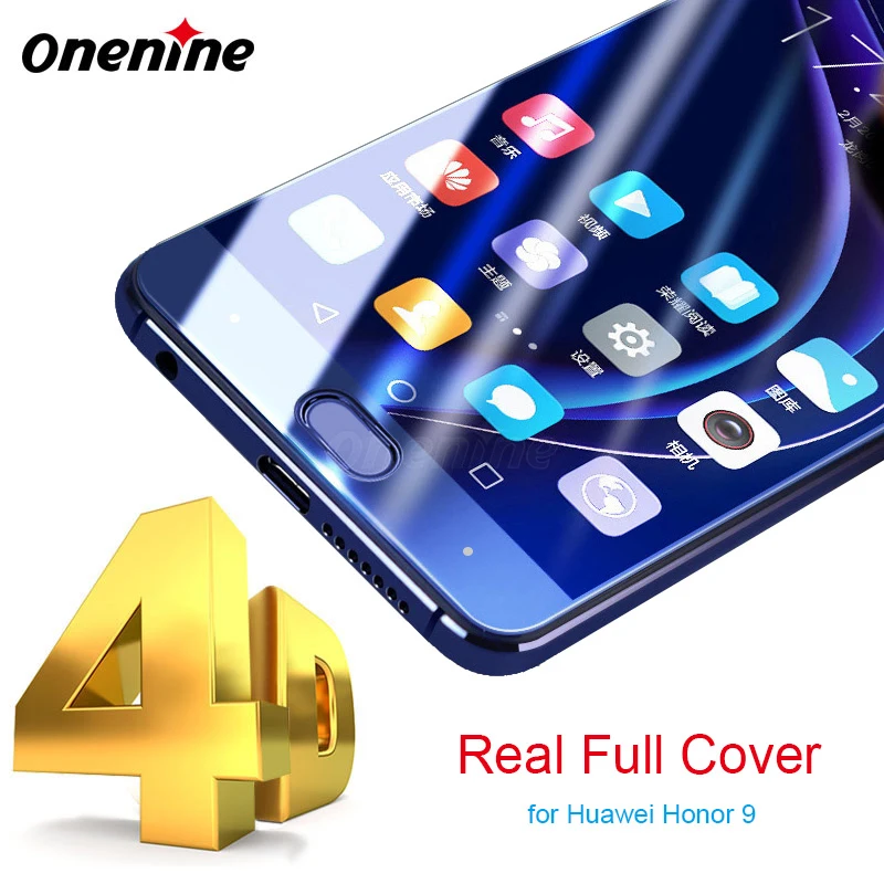 Onenine 4D защита для экрана с резьбой Huawei Honor 9 закаленное стекло полное покрытие