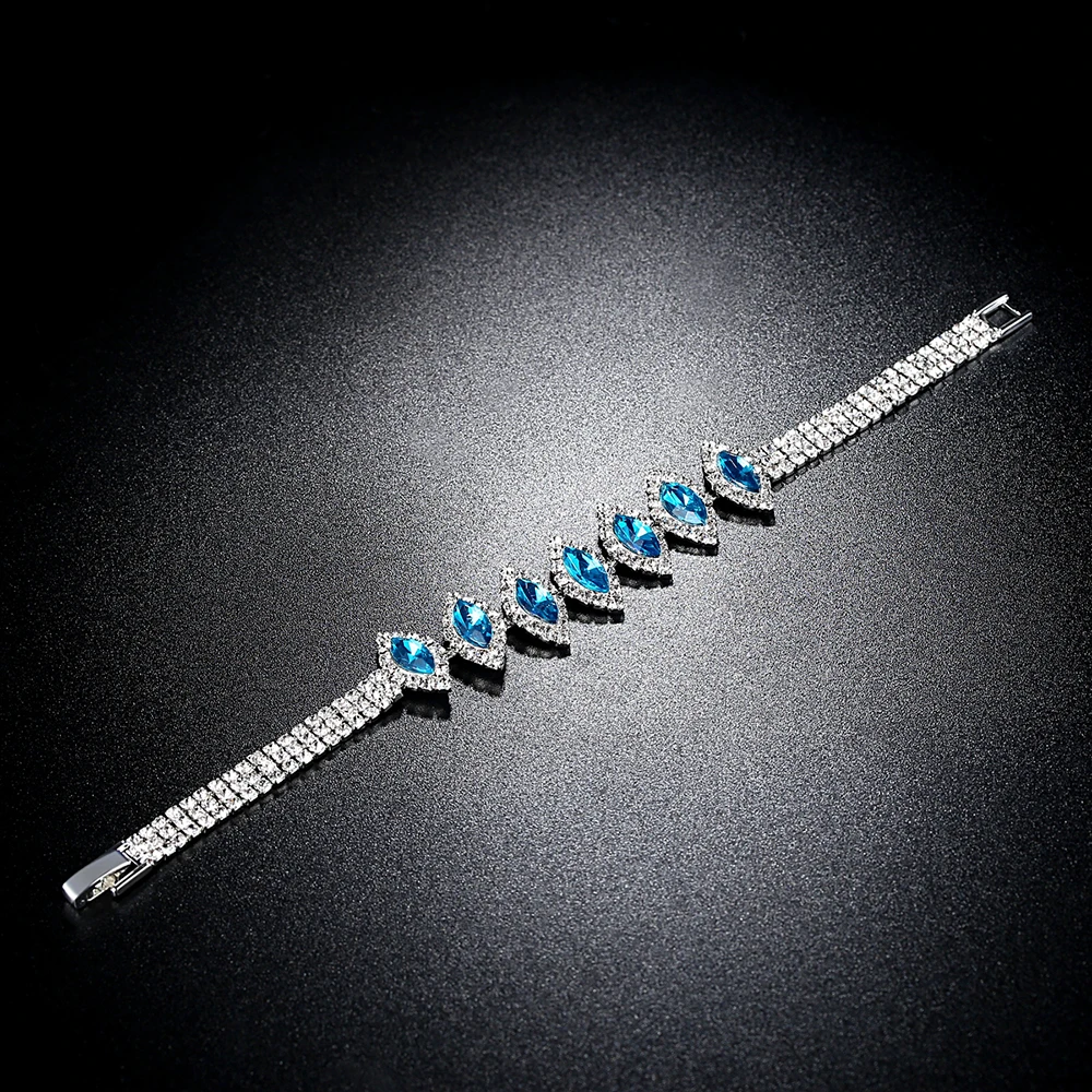 Royal Blue Horse Eye Cubic Zirconia Women's Bracelet Lady Luxury Fashion Engagement Jewelry | Украшения и аксессуары