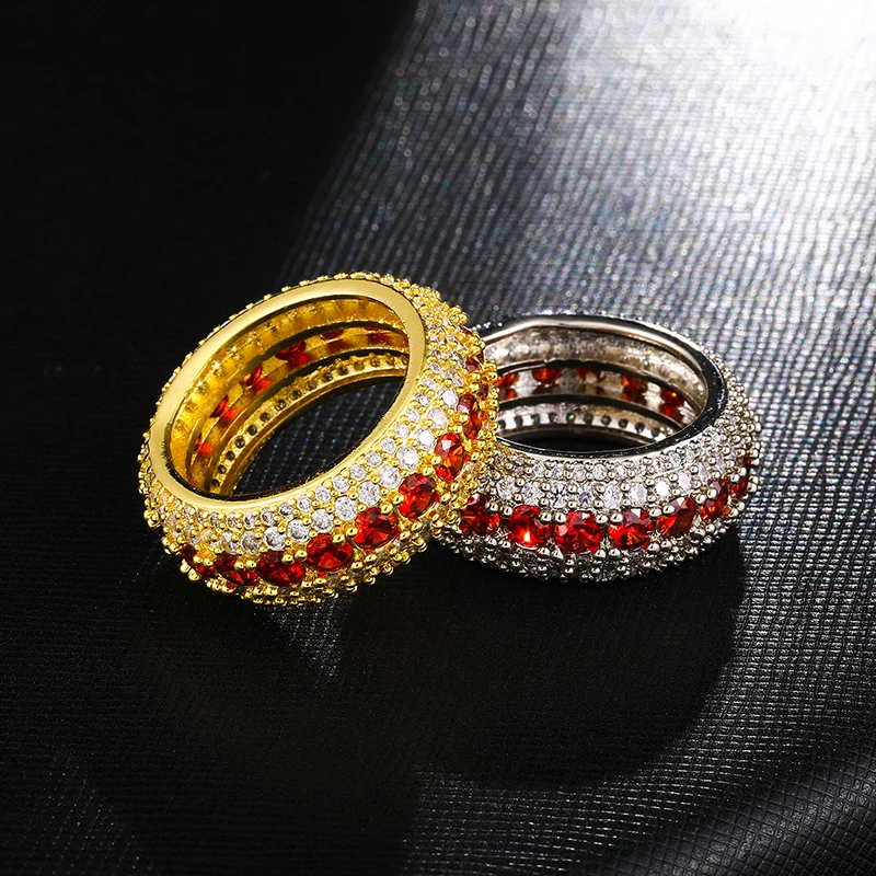 Хип хоп Bling Iced Out золотистые и Серебристые Подвески Цвет Медь Bling Циркон Кольца для мужчин ювелирные изделия