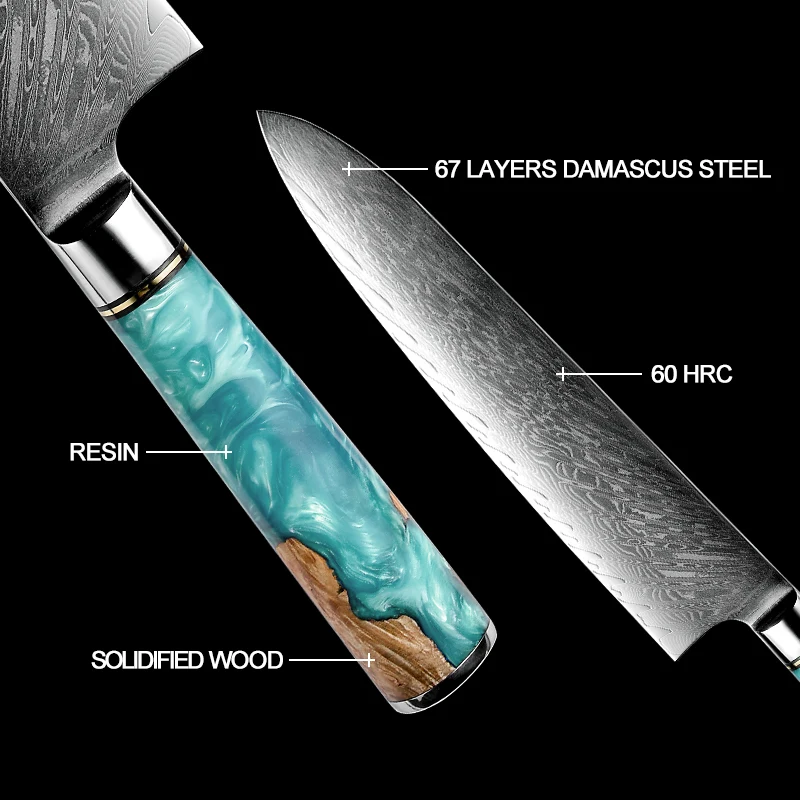 

Grandsharp Damascus Kitchen Knives vg10 Japanese Stainless Steel Chef Santoku Cleaver Bread Utility Paring Knife Cooking Tools