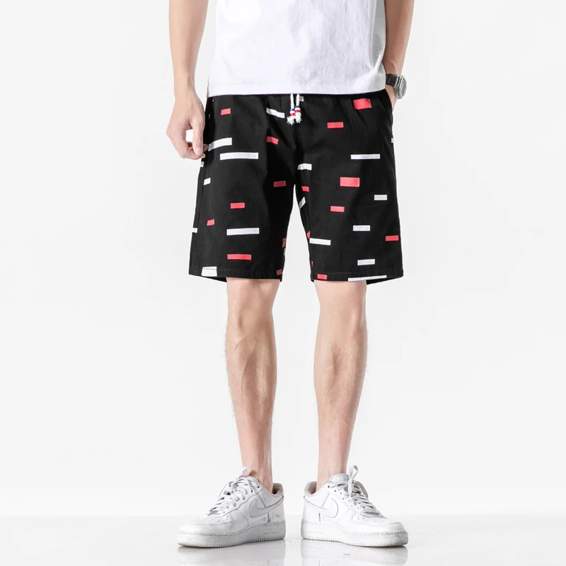 L 5XL Мужские шорты из хлопка с принтом летние мужские пляжные повседневные