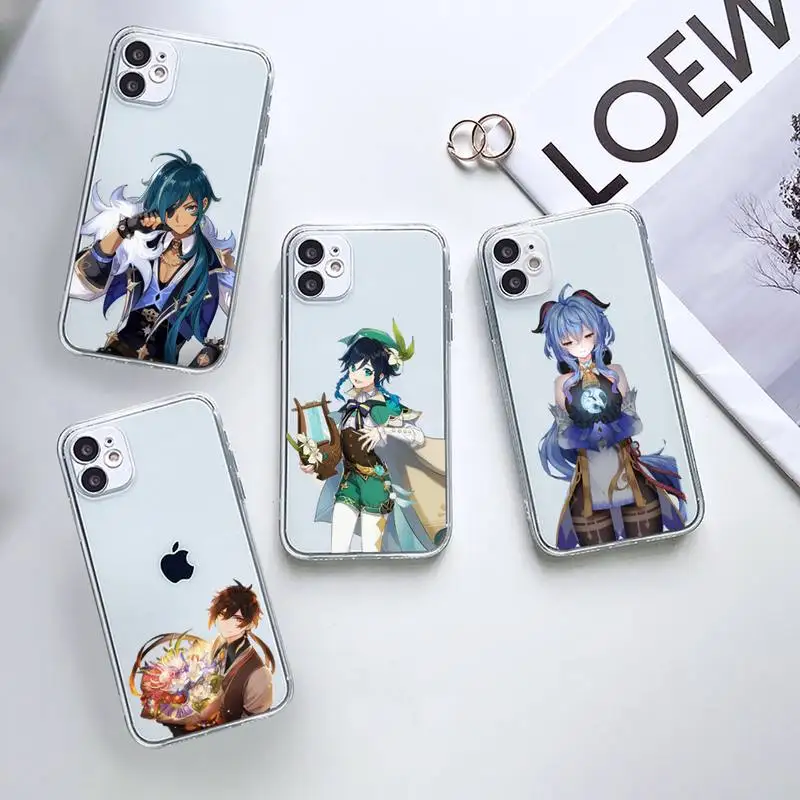 

Genshin impact game Phone Case Transparent for iPhone 7 8 11 12 13 mini pro X XS XR MAX Plus