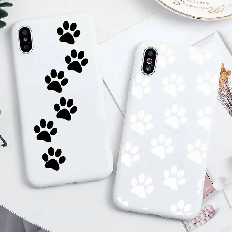 

Hot best friends Dog paw Phone Case For iphone 13 12 11 Pro Max Mini XS 8 7 6 6S Plus X SE 2020 XR Candy white Silicone cover