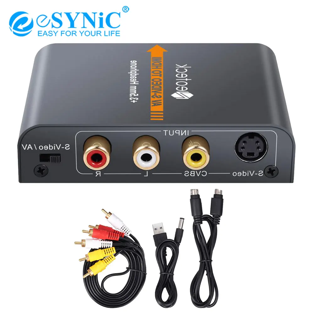 Конвертер eSYNiC из сплава 1080P 3RCA AV S-Video в HDMI аудиосигнал с разъемом 3 5 мм AV-сигнал для