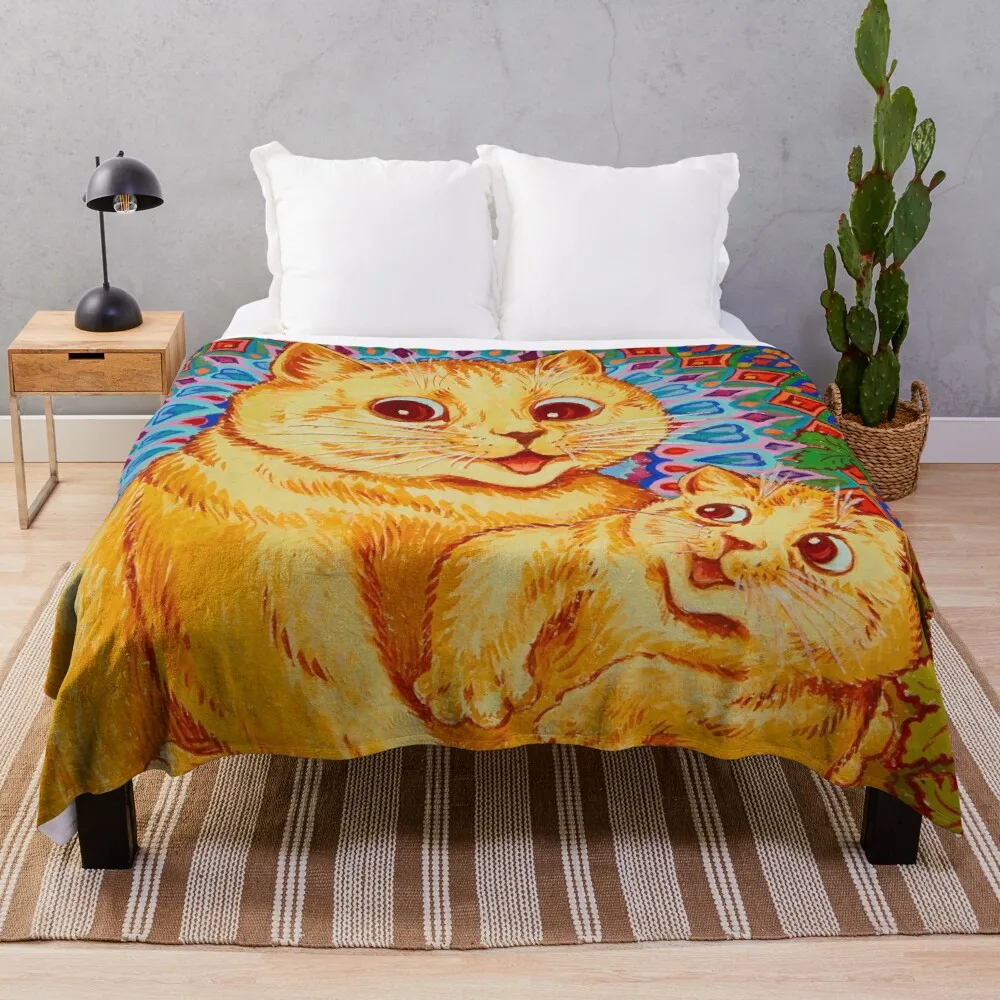 

Mother with Kitten Watercolour 3D printed flannel throw Sherpa bedspread bedding sofa picnic fur soft blanket