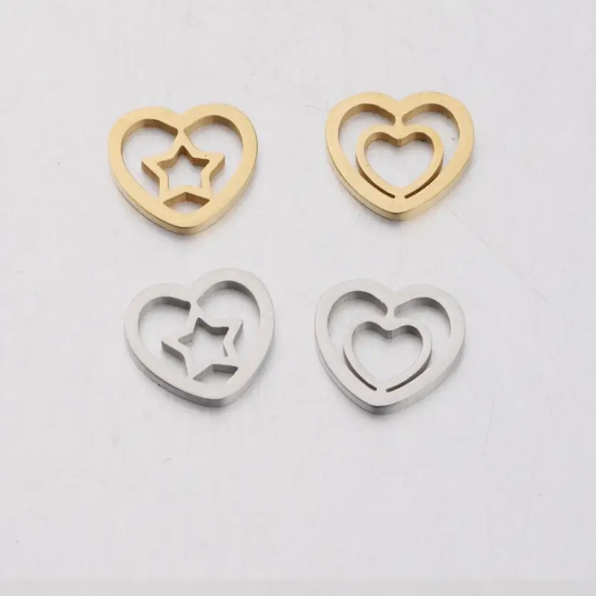 

20pcs Small Hollow Hearts Connectors Beads for DIY Bracelets Necklaces Gold Silver Color 9x10mm Making Finding Charms Jewelry