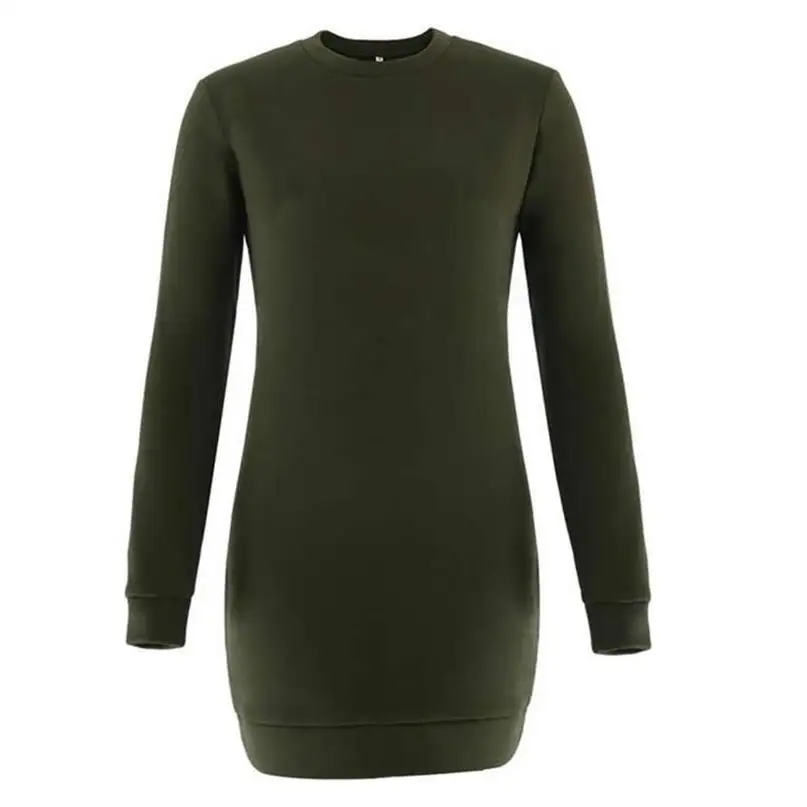 

Spring Autumn O Neck Long Sleeve Women Sweatshirt Dress 2021New Fashion Gray Solid Loose Pocket Ladies Mini Dress Vestidos