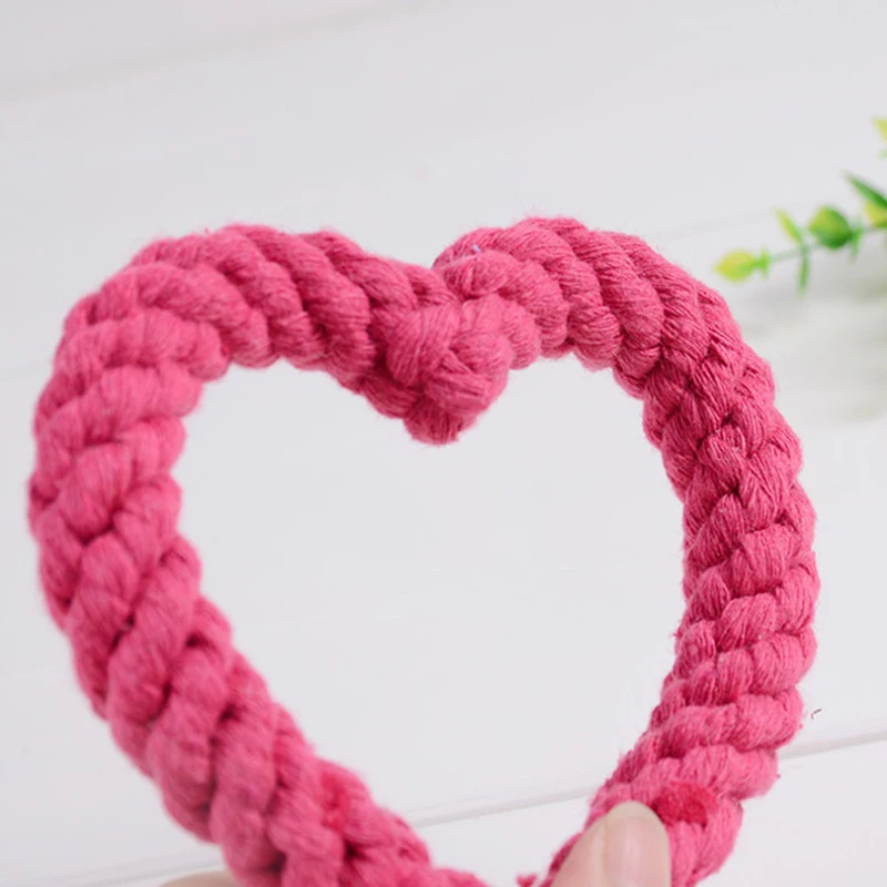 

Dog Bite Rope Toys Pets Grind Teeth Toy Ropes High Quality Lovely Heart Shape Dogs Tooth Cleaning Toys Pet Doggie Cute Toy