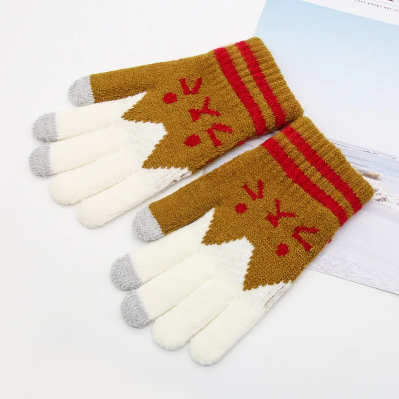 

Winter Touch Screen Gloves Women Men Warm Stretch Knit Mittens Imitation Wool Full Finger Guantes Female Crochet Thicken