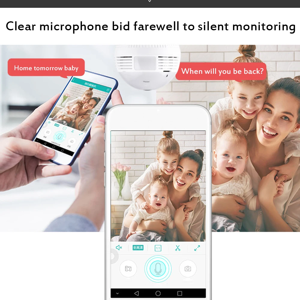 360 Лампа экшн камера с Wi Fi подключением Камера потайная Беспроводной IP камеры