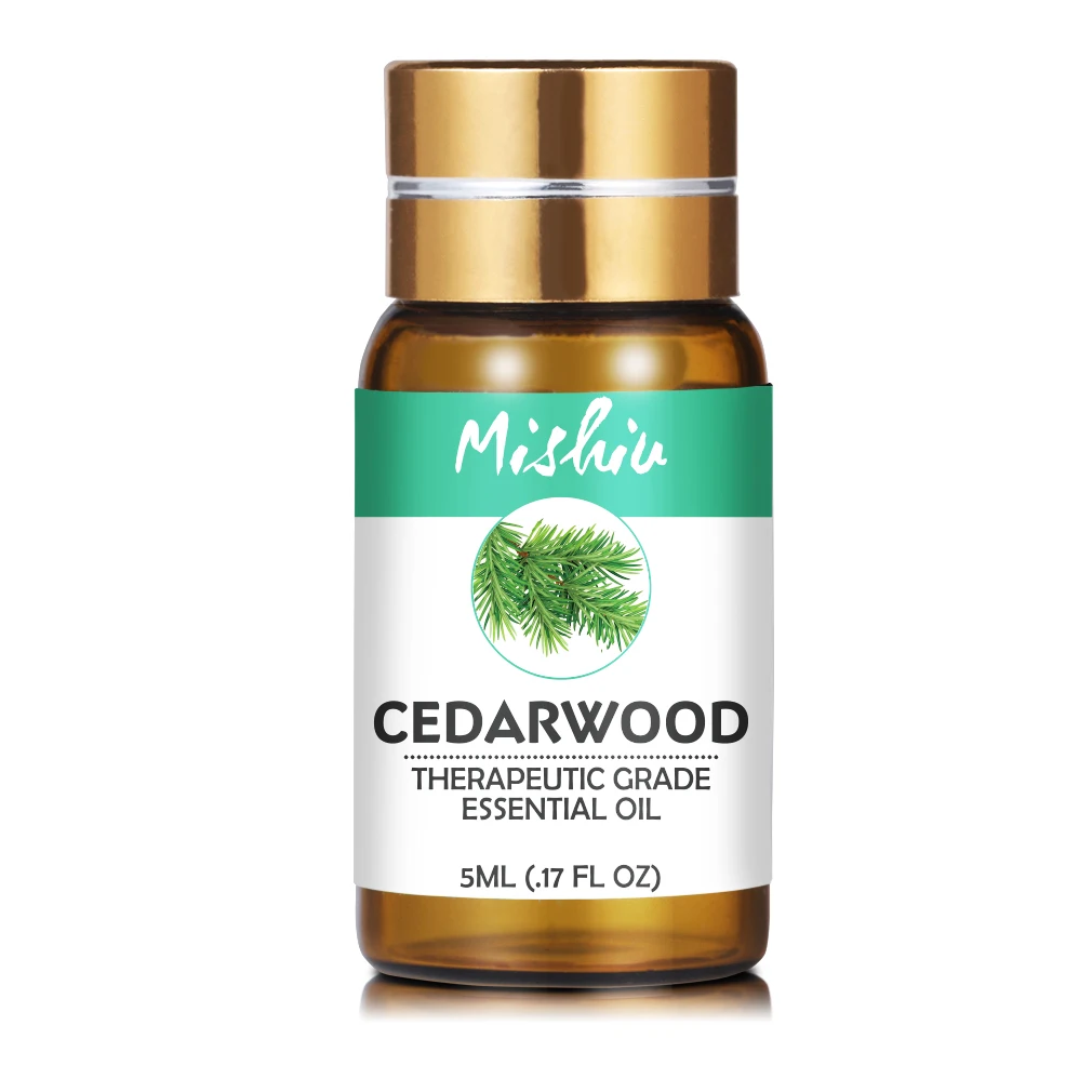 Эфирное масло Cedarwood Mishiu 5 мл улучшает цвет лица кожи а также диффузорная горелка