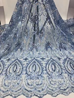 high quality african sequins lace fabric french net embroidery tulle lace fabric for nigerian wedding party dress a7409