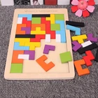 Красочная 3D головоломка, деревянная математическая игрушка танграмма, игра тетрис, детская Дошкольная Волшебная интеллектуальная обучающая игрушка для детей