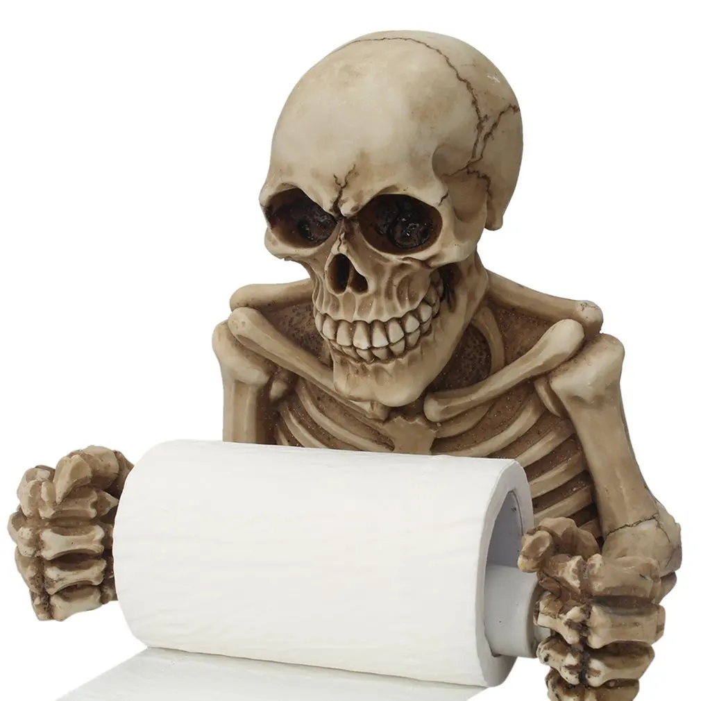 

Novelty Skull Shape Tissue Holder Wall Hanging Kitchen Bathroom Toilet Roll Paper Towel Rack Plastic Holder Home Supplies New