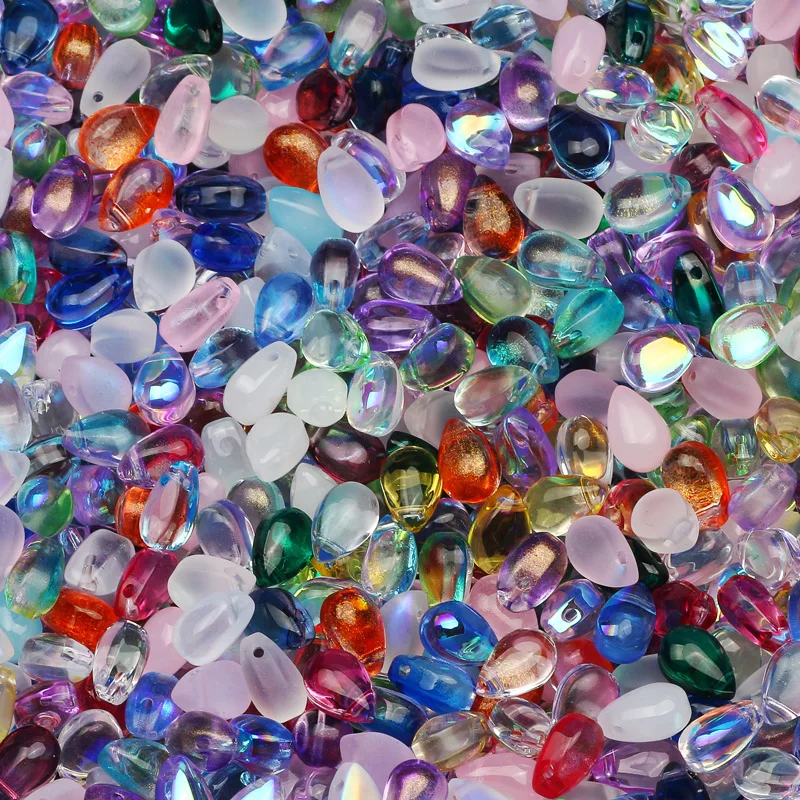 Прозрачные стеклянные бусины в форме капли воды 6x9 мм из чешского стекла для