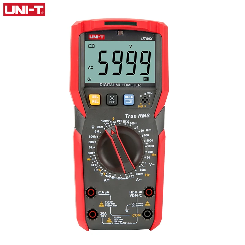 UNI-T UT89X/UT89XD Цифровой мультиметр Интеллектуальный NCV измеряемая температура True RMS 20A Высокоточный светодиодный