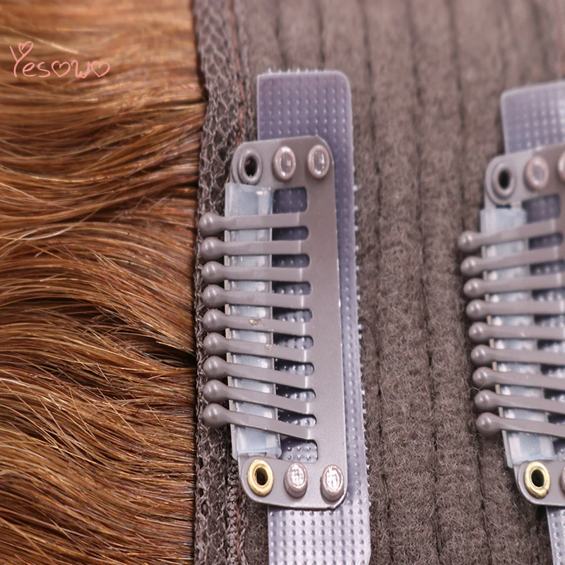 Yesowo высвечивающие волосы для наращивания один кусок Клип В рыбий линии 12 20 дюймов