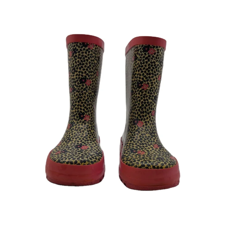 

Waterproof anti-skid outsole full flowers printed neoperne rubber custom made ladies gumboots