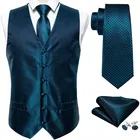 Мужской классический темно-синий однотонный жаккардовый Шелковый жилет платок галстук Карманный платок для костюма набор Барри. Ван