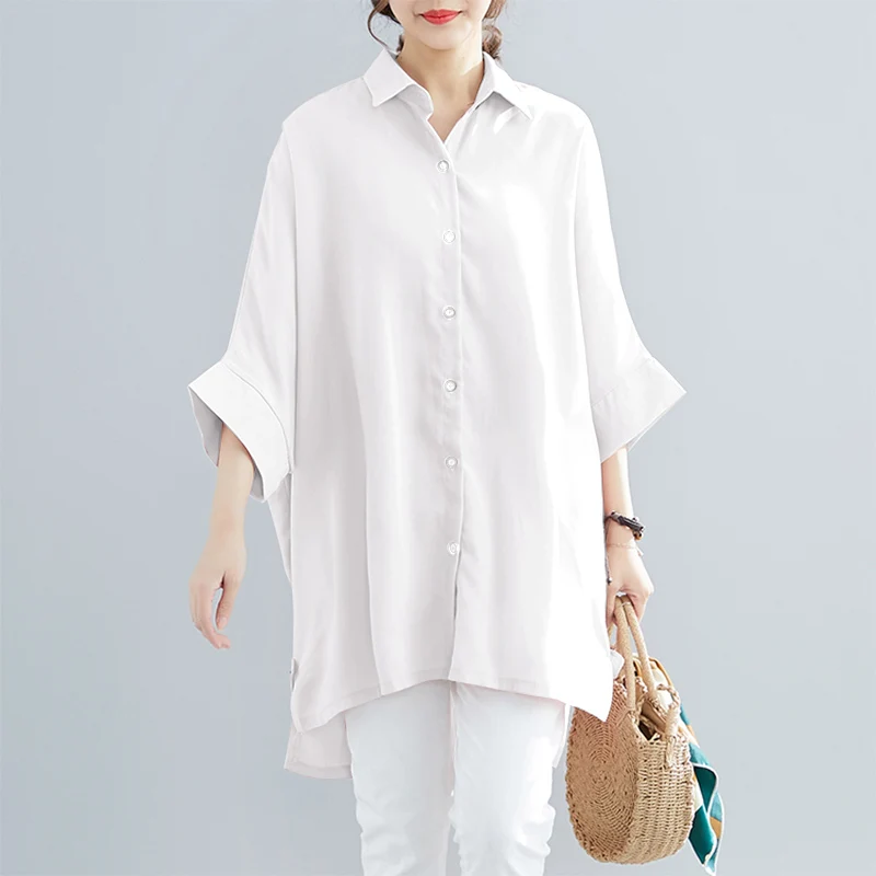 

ZANZEA 2021 Summer High Low Blouse Women Short Sleeve Tops Vintage Shirt Female Casual Tunic Blusas Loose Lapel Chemise Oversize