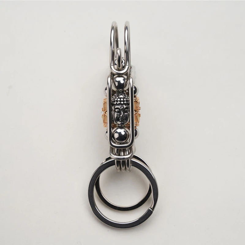 Брелок для ключей ручной работы ретро Статуя Будды из нержавеющей стали