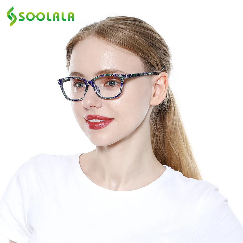 Очки для чтения женские с защитой от сисветильник света и цветочным принтом -