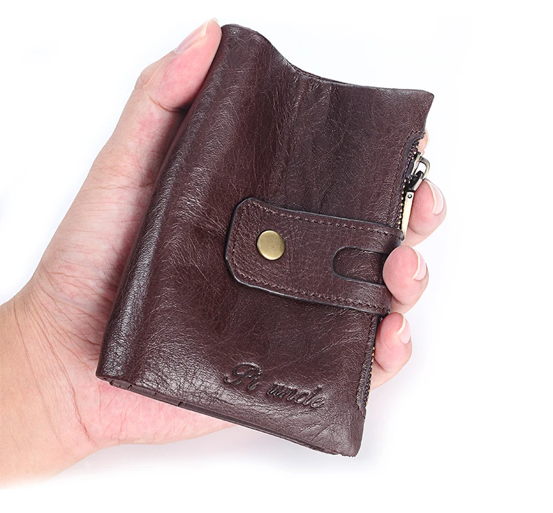 Модный мужской кошелек Rfid из натуральной кожи, мужские кошельки с двойной молнией, дизайнерский Кошелек для монет, ID держатель для карт, тонкий мягкий кошелек