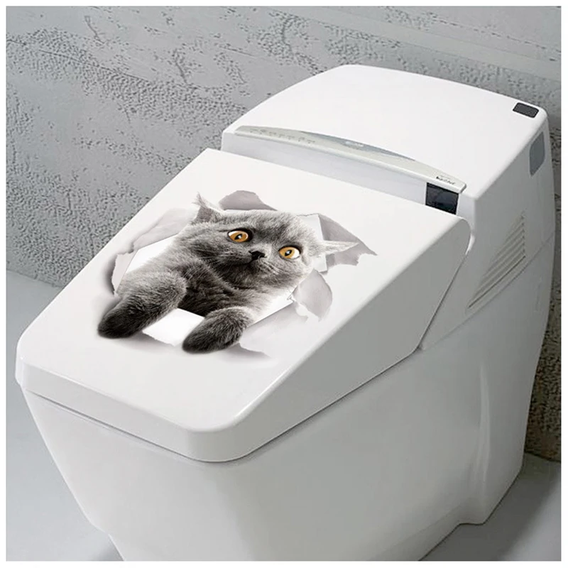 Creactive милый кот поврежденная стена наклейки для зеркала в ванной комнате туалет