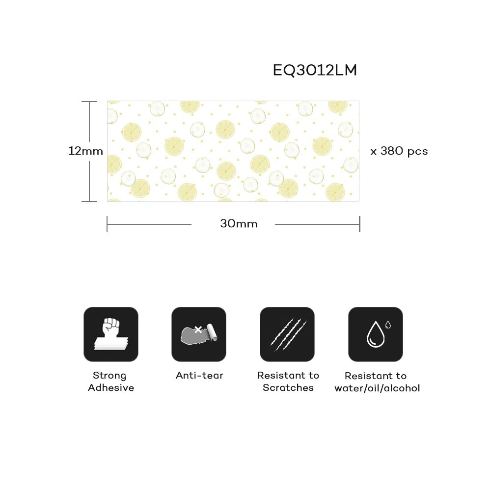 Equipter Милая термоэтикетка рулон 30*12 мм новая Typeable васи лента лимон симпатичная