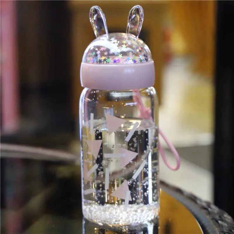 Креативная мультяшная стеклянная Женская портативная Милая прозрачная чашка