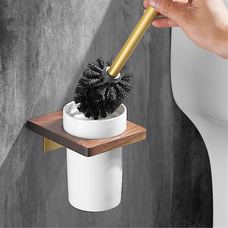 walnut wood black bathroom hardware set towel rack toilet paper holder towel bar robe hook bathroom accessories free global shipping