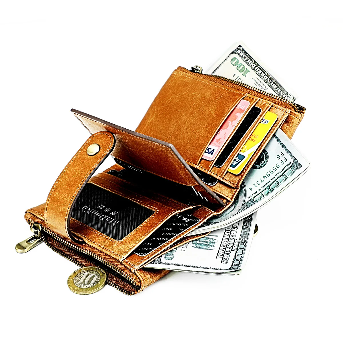 

Anti Thief Mens Wallet Leather Genuine Luxury Men Wallets Coin Purse Multi Card Holder Chain Money Bag Male Walet Short Pocket