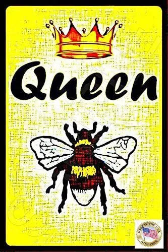 

Queen BEE Metal Sign 8X12 Made in USA! Funny Office Decor MOM BOSS Garden Gift Retro Wall Home Bar Pub Vintage Cafe Decor, 8x12