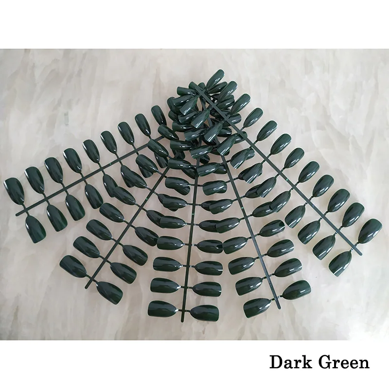5 X Dark Green Смешанные 18 цветов полное покрытие поддельные ногти короткие остроконечные накладные ногти шпильки миндалевидные ногти яркие цвета дизайн ногтей - Цвет: 5 X Dark Green